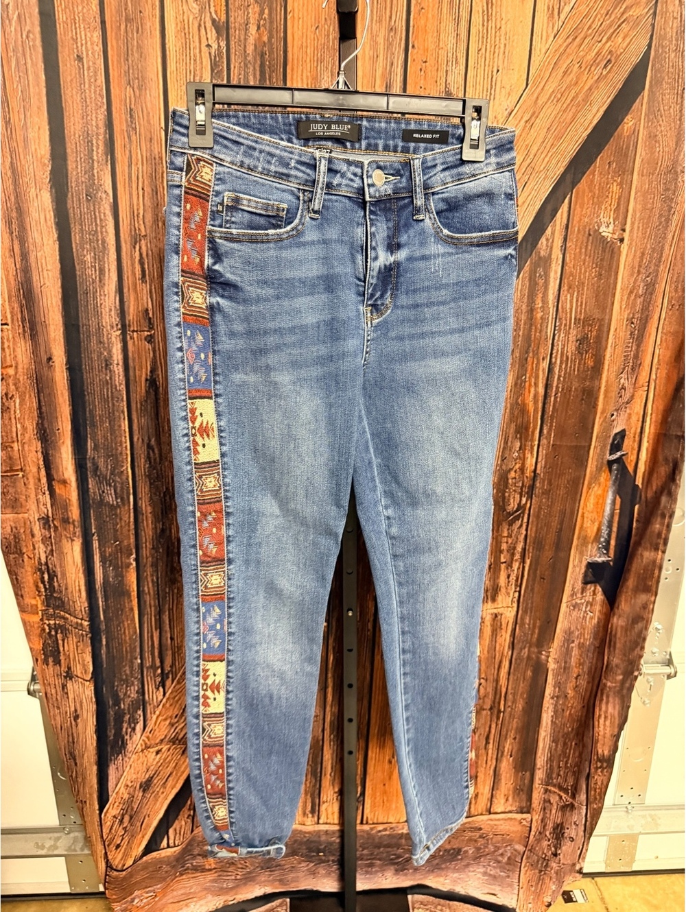 Judy Blue Relaxed Fit Jeans with Southwestern Pattern Side Stripe Size 5/27